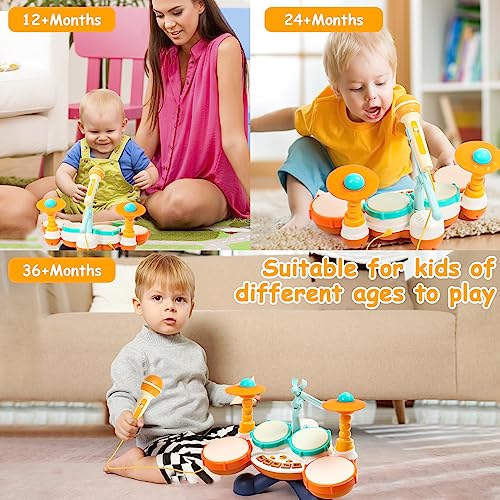 Kids Drum Kit - Toys for 1 Year Old Boys Girls Drum Set Baby Musical Instruments 1 Year Old Gifts Boys Girls, Presents Babys Toys for 1 2 Year Old 12 Months for Toddlers Nursery Children Kids Boy Girl