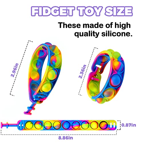 YOGINGO 3 PCS Pop Bracelet it Fidget Toys Pack, Fidget Bracelet Party Gifts, Decompression Wristband with Autistic & ADHD, Fidget Wristband as Return Gifts for kids, Fidgets Novelty Girls