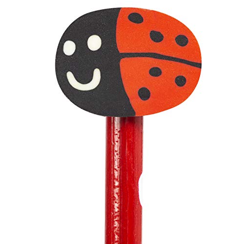 abeec 24 Funky Pencils with Eraser Toppers - 24 Pencils with Rubbers Set - 12 Different Designs with 2 of Each - Drawing Pencils for Kids 6+ - Party Bag Fillers