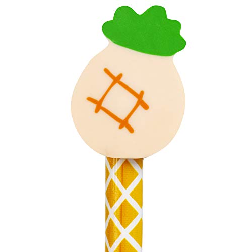 abeec 24 Funky Pencils with Eraser Toppers - 24 Pencils with Rubbers Set - 12 Different Designs with 2 of Each - Drawing Pencils for Kids 6+ - Party Bag Fillers