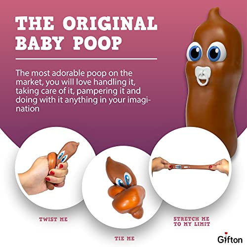 Gifton - Baby Stretchy Poop Toy DNA Stress Relief Ball Fake Poo - Novelty Fidget Toys Funny Joke Prank Gift for Boys Girls Kids Adults Teens - Birthday Present for Child Christmas Stocking Filler