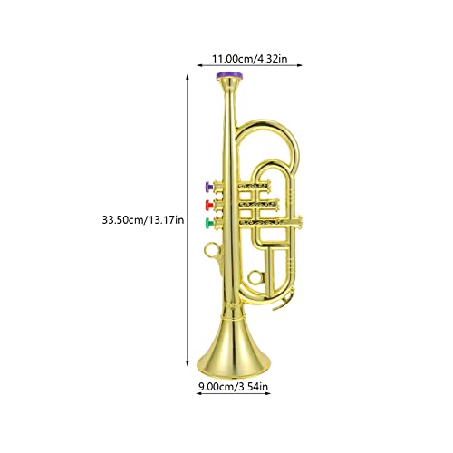 STOBOK Trumpet Toys, Toy Saxophone Musical Noise Maker Instruments for Kids, Music Toys Simulation Trumpet for Party Favors Boys and Girls Musical Instrument Toy Music Toys Gold