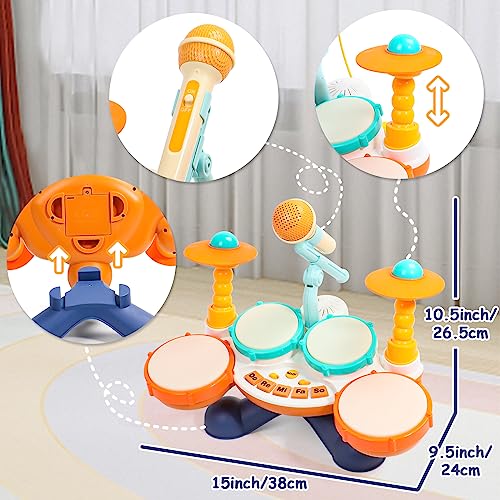 Kids Drum Kit - Toys for 1 Year Old Boys Girls Drum Set Baby Musical Instruments 1 Year Old Gifts Boys Girls, Presents Babys Toys for 1 2 Year Old 12 Months for Toddlers Nursery Children Kids Boy Girl