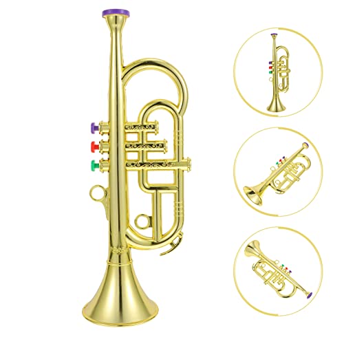 STOBOK Trumpet Toys, Toy Saxophone Musical Noise Maker Instruments for Kids, Music Toys Simulation Trumpet for Party Favors Boys and Girls Musical Instrument Toy Music Toys Gold