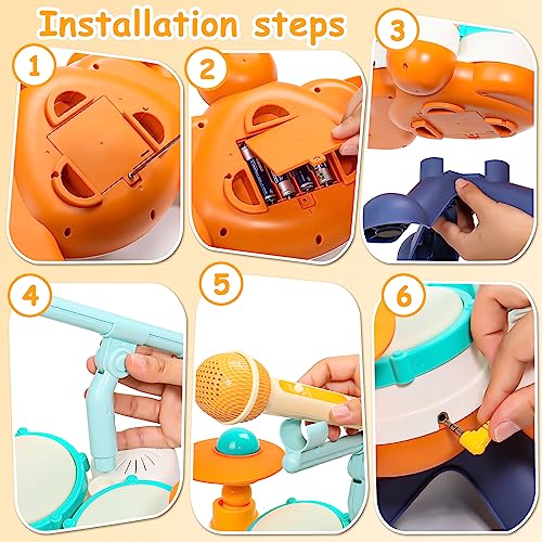 Kids Drum Kit - Toys for 1 Year Old Boys Girls Drum Set Baby Musical Instruments 1 Year Old Gifts Boys Girls, Presents Babys Toys for 1 2 Year Old 12 Months for Toddlers Nursery Children Kids Boy Girl