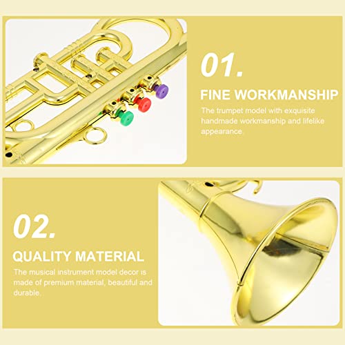 STOBOK Trumpet Toys, Toy Saxophone Musical Noise Maker Instruments for Kids, Music Toys Simulation Trumpet for Party Favors Boys and Girls Musical Instrument Toy Music Toys Gold