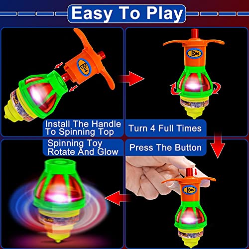 12 Packs LED Light Up UFO Spinning Tops Fidget Toys for Kids Party Favors Stress Relief Toys Gyroscope Flashing Lights Glow in The Dark Party Supplies Birthday Goodie Bag Stuffers Return Gifts