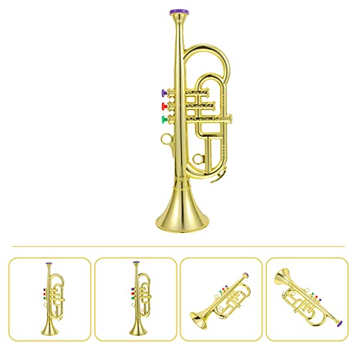 STOBOK Trumpet Toys, Toy Saxophone Musical Noise Maker Instruments for Kids, Music Toys Simulation Trumpet for Party Favors Boys and Girls Musical Instrument Toy Music Toys Gold
