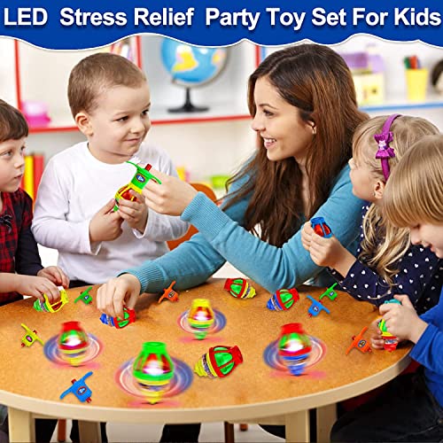 12 Packs LED Light Up UFO Spinning Tops Fidget Toys for Kids Party Favors Stress Relief Toys Gyroscope Flashing Lights Glow in The Dark Party Supplies Birthday Goodie Bag Stuffers Return Gifts