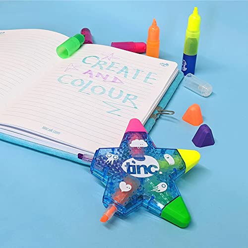 Tinc Star Shaped 5 in 1 Multi Coloured Highlighter Pen for Kids - Blue, One Size (STARHLBL)