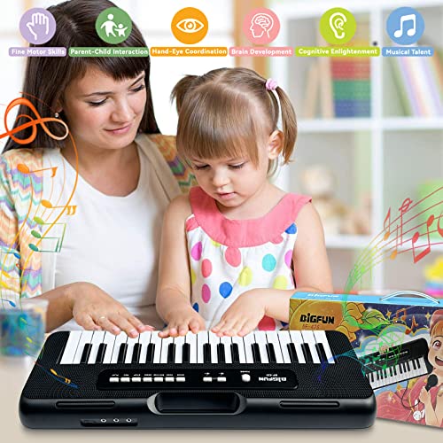 Kids Piano Keyboard, 37 Keys Piano for Kids Musical Piano with Microphone Portable Learning Educational Christmas Birthday Gift Toys for 3 4 5 6 7 8 Years Old Girls Boys Beginners (Black)