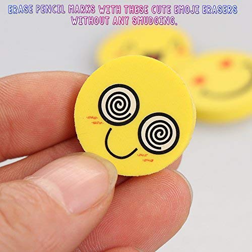 THE TWIDDLERS - 100 Novelty Funny Face Rubber Erasers for Kids & School - Party Bag Fillers