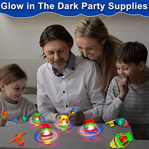 12 Packs LED Light Up UFO Spinning Tops Fidget Toys for Kids Party Favors Stress Relief Toys Gyroscope Flashing Lights Glow in The Dark Party Supplies Birthday Goodie Bag Stuffers Return Gifts