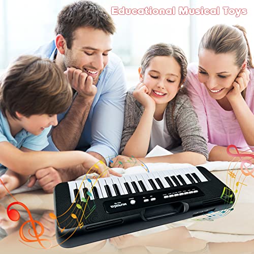 Kids Piano Keyboard, 37 Keys Piano for Kids Musical Piano with Microphone Portable Learning Educational Christmas Birthday Gift Toys for 3 4 5 6 7 8 Years Old Girls Boys Beginners (Black)