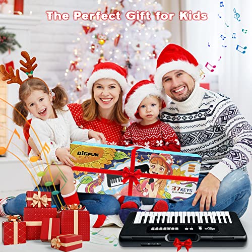 Kids Piano Keyboard, 37 Keys Piano for Kids Musical Piano with Microphone Portable Learning Educational Christmas Birthday Gift Toys for 3 4 5 6 7 8 Years Old Girls Boys Beginners (Black)