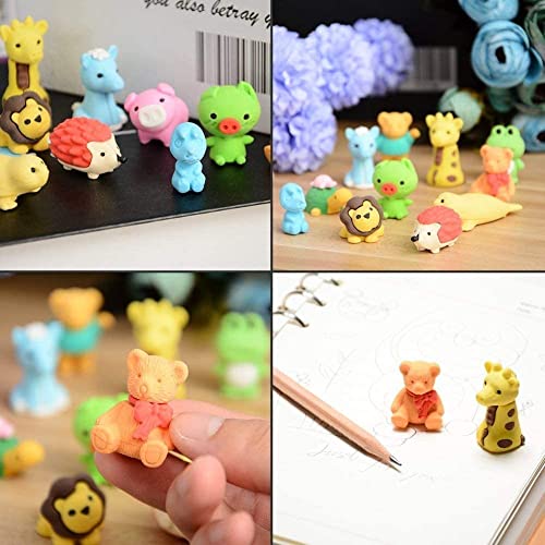 36Pcs Novelty Animal Pencil Rubber Erasers, Cute Puzzle Animal Erasers Set, for Party Favors, Games Prizes, Carnivals, Children, Students, Stationery, School Creative Toy