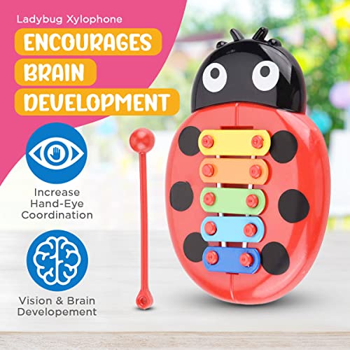 Ladybug Xylophone for Kids | Musical Instruments for Toddlers | Toddler Musical Toys for Kids | Toddler Toys | Glockenspiel for Kids | Kid Xylophone | Childs Xylophone | Childrens Xylophone