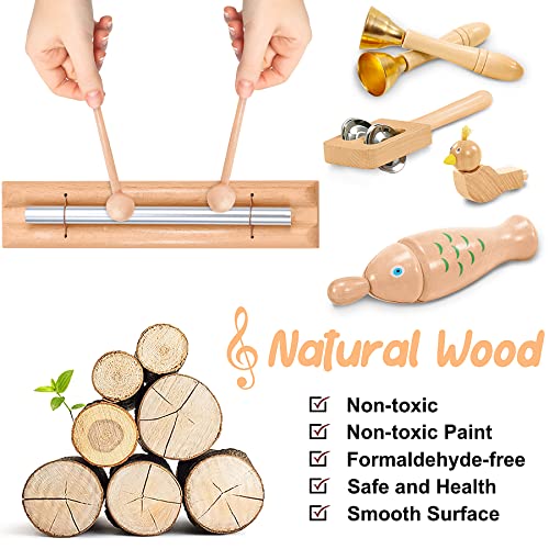 Jojoin Kids Musical Instruments - 20 PCS Baby Musical Instrument Toys - Wooden Percussion Musical Instruments with Tambourine Xylophone - Toddler Musical sensory Instruments Toys for 3 4 5 Year Olds