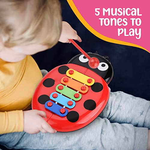 Ladybug Xylophone for Kids | Musical Instruments for Toddlers | Toddler Musical Toys for Kids | Toddler Toys | Glockenspiel for Kids | Kid Xylophone | Childs Xylophone | Childrens Xylophone