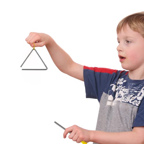 TRIXES 4-inch Musical Instrument Triangle – Play Alongside Percussion Instruments like the Drum, Bells, Xylophone, Maracas, Glockenspiel – Suitable for Adults, Kids and Toddlers - Childrens Toy Set