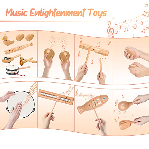 Jojoin Kids Musical Instruments - 20 PCS Baby Musical Instrument Toys - Wooden Percussion Musical Instruments with Tambourine Xylophone - Toddler Musical sensory Instruments Toys for 3 4 5 Year Olds