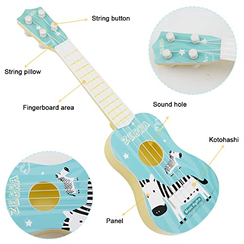 37 CM Kids Ukulele Guitar Toy, Guitar Musical Toy Ukulele Instrument, with 4 Adjustable Strings Mini Guitar and Picks for Toddlers Boys and Girls