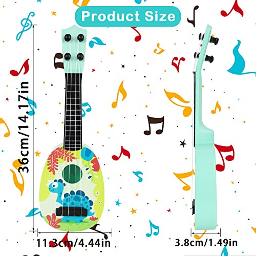 Kids Guitar,Kids Ukulele Toy,37cm Guitar Musical Toy Ukulele Instrument with 4 Ajustable Strings,Learning Educational Toys Mini Guitar for Toddlers Beginners Boys Girls Gift (Style-B)