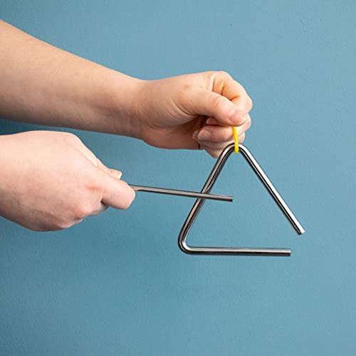 TRIXES 4-inch Musical Instrument Triangle – Play Alongside Percussion Instruments like the Drum, Bells, Xylophone, Maracas, Glockenspiel – Suitable for Adults, Kids and Toddlers - Childrens Toy Set