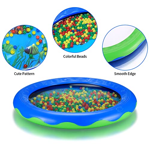 Ocean Wave Bead Drum, Sea Sound Musical Educational Toys Hand Percussion Instrument Drums Tambourine for Kids Child Baby, with Drumsticks