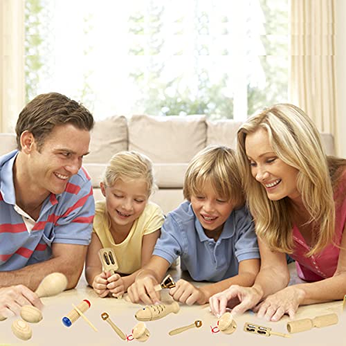 Ulifeme Wooden Musical Instruments, 27pcs Percussion Instruments for Baby, Kids and Toddler, Children's Pure Wood Toys Set, Premium Percussion Rhythm Kit, Girls & Boys Gift, Pure Cotton Bag Packed