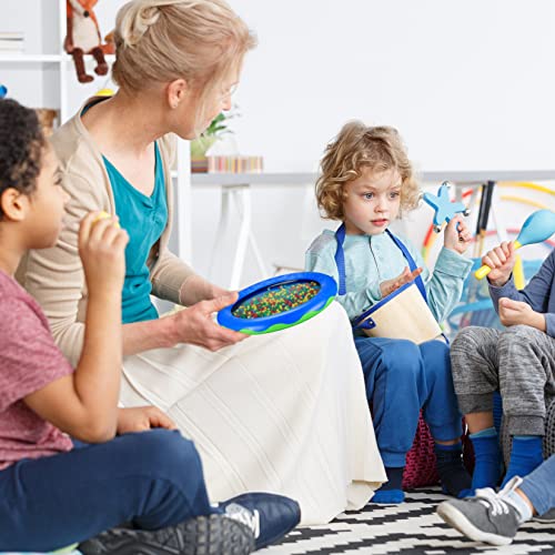 Ocean Wave Bead Drum, Sea Sound Musical Educational Toys Hand Percussion Instrument Drums Tambourine for Kids Child Baby, with Drumsticks