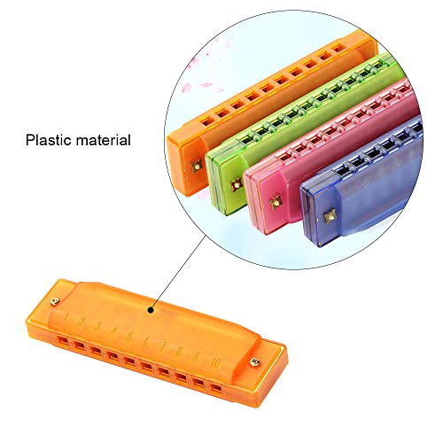 Kids Harmonica 10 Holes Starter Instrument Translucent Educational Toy with Box for Children Kids Beginners