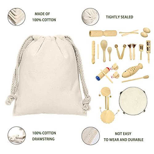 Ulifeme Wooden Musical Instruments, 27pcs Percussion Instruments for Baby, Kids and Toddler, Children's Pure Wood Toys Set, Premium Percussion Rhythm Kit, Girls & Boys Gift, Pure Cotton Bag Packed