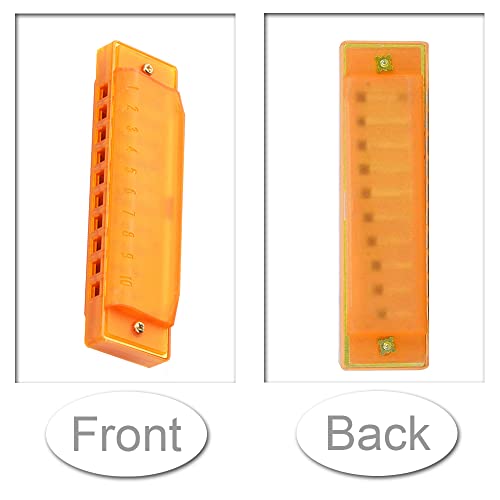 Kids Harmonica 10 Holes Starter Instrument Translucent Educational Toy with Box for Children Kids Beginners