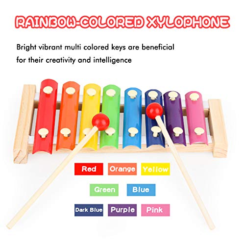 Xylophone for Kids, Wooden Child Musical Instrument Musical Toys, Rainbow Kids Glockenspiel Educational Children Toy, Percussion for Budding Musicians