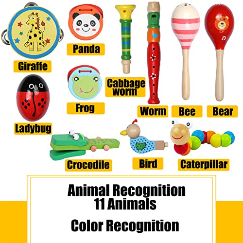 Wyzkyz Kids Musical Instruments Toys, 13PCS Wooden Percussion Instruments for Toddlers Children, Preschool Educational Learning Set Baby Boys and Girls 3 4 5 6 Years Olds Christmas Birthday Gifts