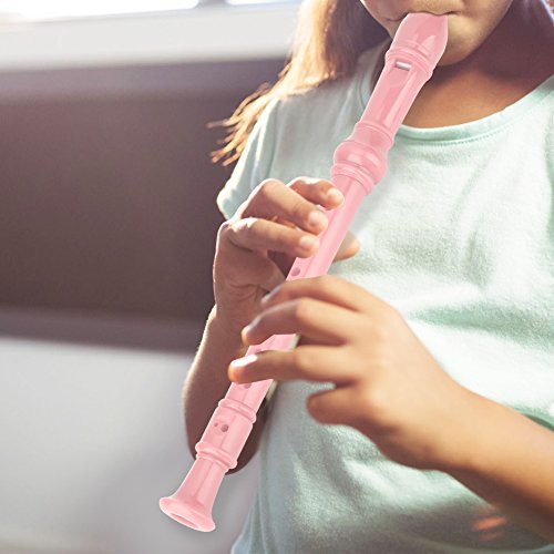 Recorder Flute, 8 Holes Soprano Recorder Musical Instrument with Cleaning Bar for Kids Beginners (Pink)