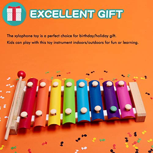 Xylophone for Kids, Wooden Child Musical Instrument Musical Toys, Rainbow Kids Glockenspiel Educational Children Toy, Percussion for Budding Musicians