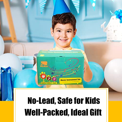 Wyzkyz Kids Musical Instruments Toys, 13PCS Wooden Percussion Instruments for Toddlers Children, Preschool Educational Learning Set Baby Boys and Girls 3 4 5 6 Years Olds Christmas Birthday Gifts