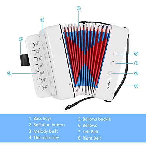 summina 10 Keys Accordion ABS Material Musical Instrument for Children Boys and Girls Christmas Gift