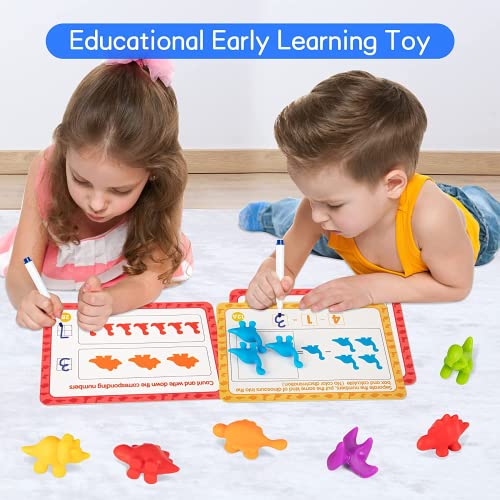 Winstico Toys for 3 4 2 Year Old Boys Girls Gifts, Montessori Counting Dinosaurs Toys, Toddler Educational Learning Toys for 3 4 5 Year Old, Sorting Toys for Girls Boys Kids Age 2-4