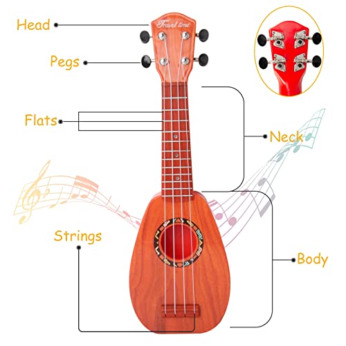 Kids Guitar, 17 Inch Ukulele for Kids, Toy Guitar for Toddlers, Kids Musical Instruments Acoustic Toys Beginner Kit with Pick, Strap –Great for Toddler and Beginner, Christmas/New Year Gift (Rosewood)