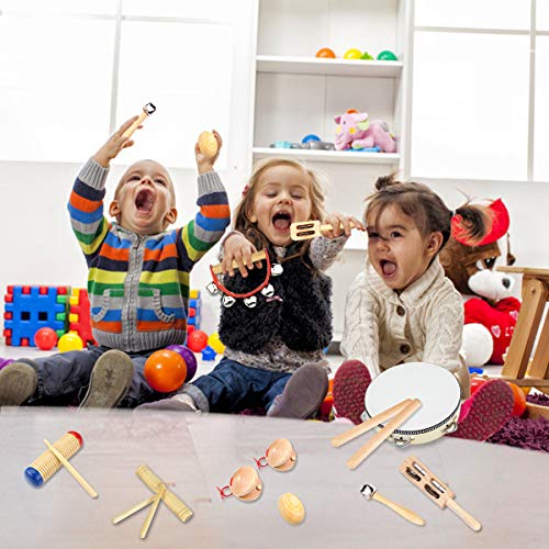 Ulifeme Musical Instruments, Wooden Percussion Instruments for baby, Kids and Toddler, Children's 23pcs Pure Wood Toys Set, Premium Percussion Rhythm Kit, Girls & Boys Gift, Pure Cotton Bag Packed