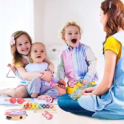 oathx Baby Girl Gifts/Toddler Musical Instruments Ages 3 /Baby Music Toys Infant /1st Birthday Girl Gifts for 3 4 Years Old/Kids Preschool Educational Learning Toys Drum, Xylophone