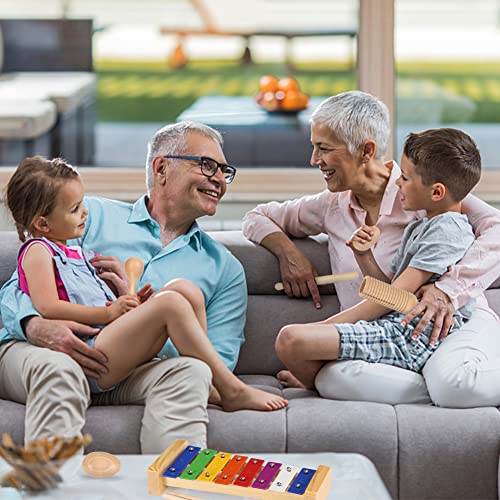 Music Toy Set, Wooden Musical Instrument for Kids & Toddler, Percussion Set with Xylophone & Maracas, Birthday for Boys Girls