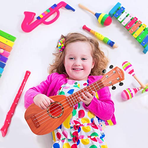 Kids Guitar, 17 Inch Ukulele for Kids, Toy Guitar for Toddlers, Kids Musical Instruments Acoustic Toys Beginner Kit with Pick, Strap –Great for Toddler and Beginner, Christmas/New Year Gift (Rosewood)