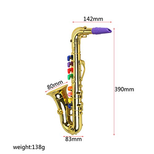 HOMSFOU Golden Kids Saxophone Toy: Musical Wind Instruments 8 Rhythms Saxophone Trumpet Performance Prop Toddlers Development Toys For Kids Beginners