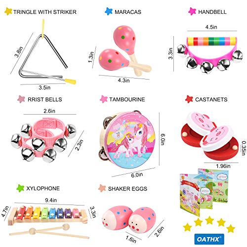 oathx Baby Girl Gifts/Toddler Musical Instruments Ages 3 /Baby Music Toys Infant /1st Birthday Girl Gifts for 3 4 Years Old/Kids Preschool Educational Learning Toys Drum, Xylophone