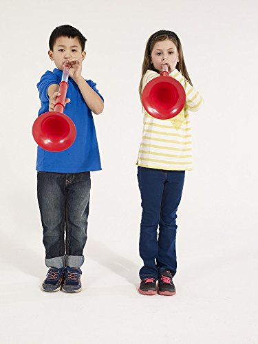 pInstrument pBuzz Plastic Kids Musical Instrument - Easy to Play Range of 6 Notes - Authentic Bb Sound for Student and Beginner - Detachable Mouthpiece - Lightweight - Durable ABS Construction - Red