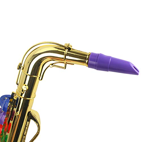 HOMSFOU Golden Kids Saxophone Toy: Musical Wind Instruments 8 Rhythms Saxophone Trumpet Performance Prop Toddlers Development Toys For Kids Beginners